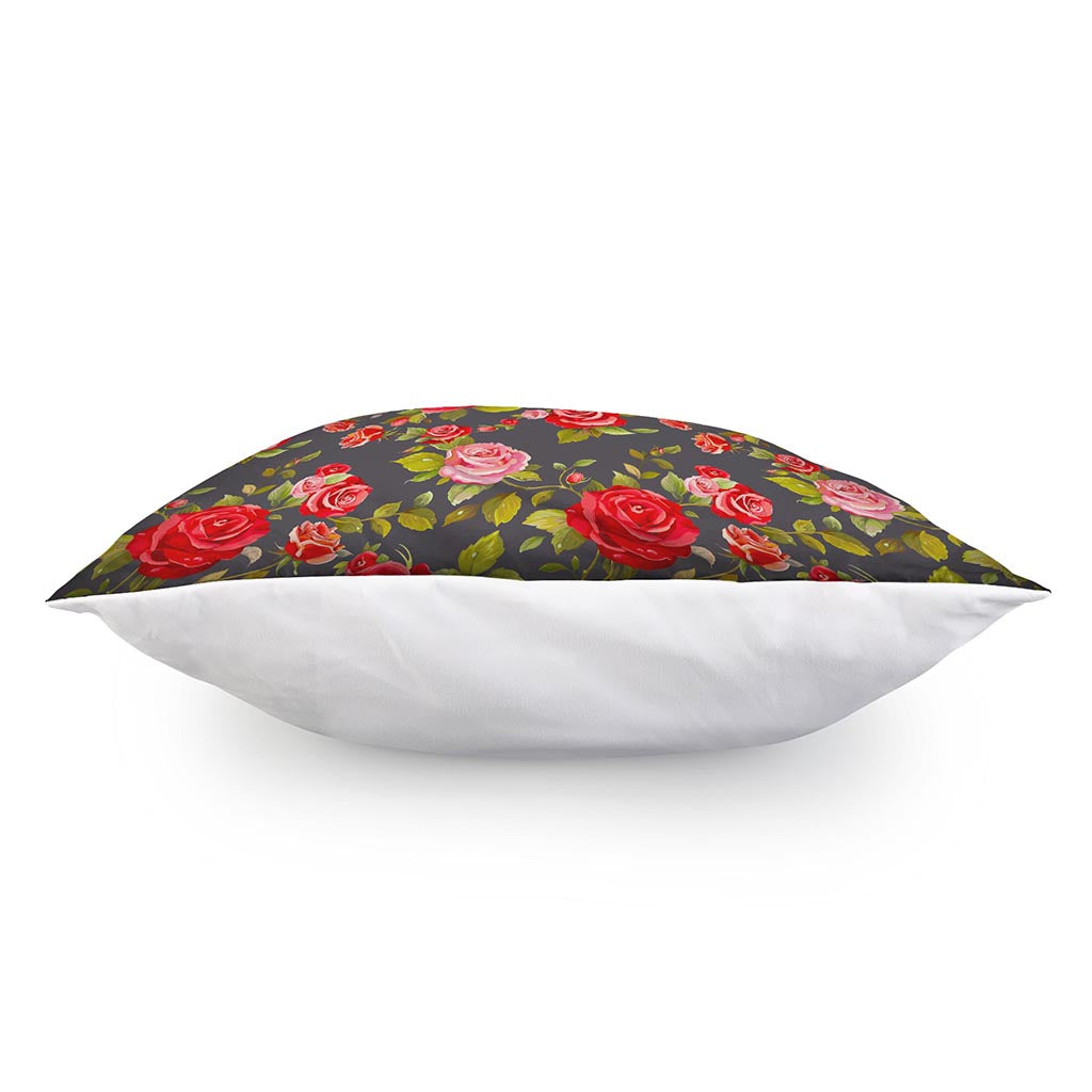 Pink Red Rose Floral Pattern Print Pillow Cover