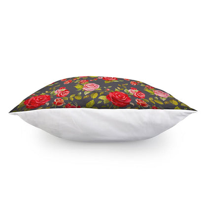 Pink Red Rose Floral Pattern Print Pillow Cover