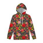 Pink Red Rose Floral Pattern Print Pullover Hoodie