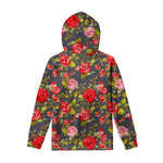 Pink Red Rose Floral Pattern Print Pullover Hoodie