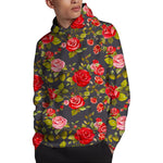 Pink Red Rose Floral Pattern Print Pullover Hoodie
