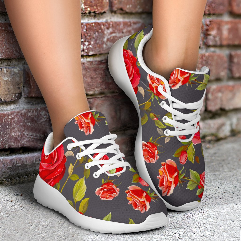 Pink Red Rose Floral Pattern Print Sport Shoes GearFrost