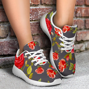 Pink Red Rose Floral Pattern Print Sport Shoes GearFrost