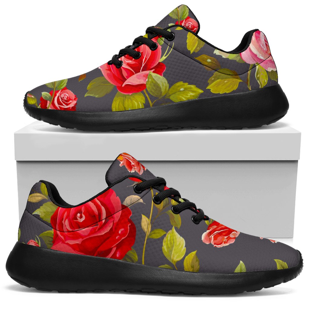 Pink Red Rose Floral Pattern Print Sport Shoes GearFrost