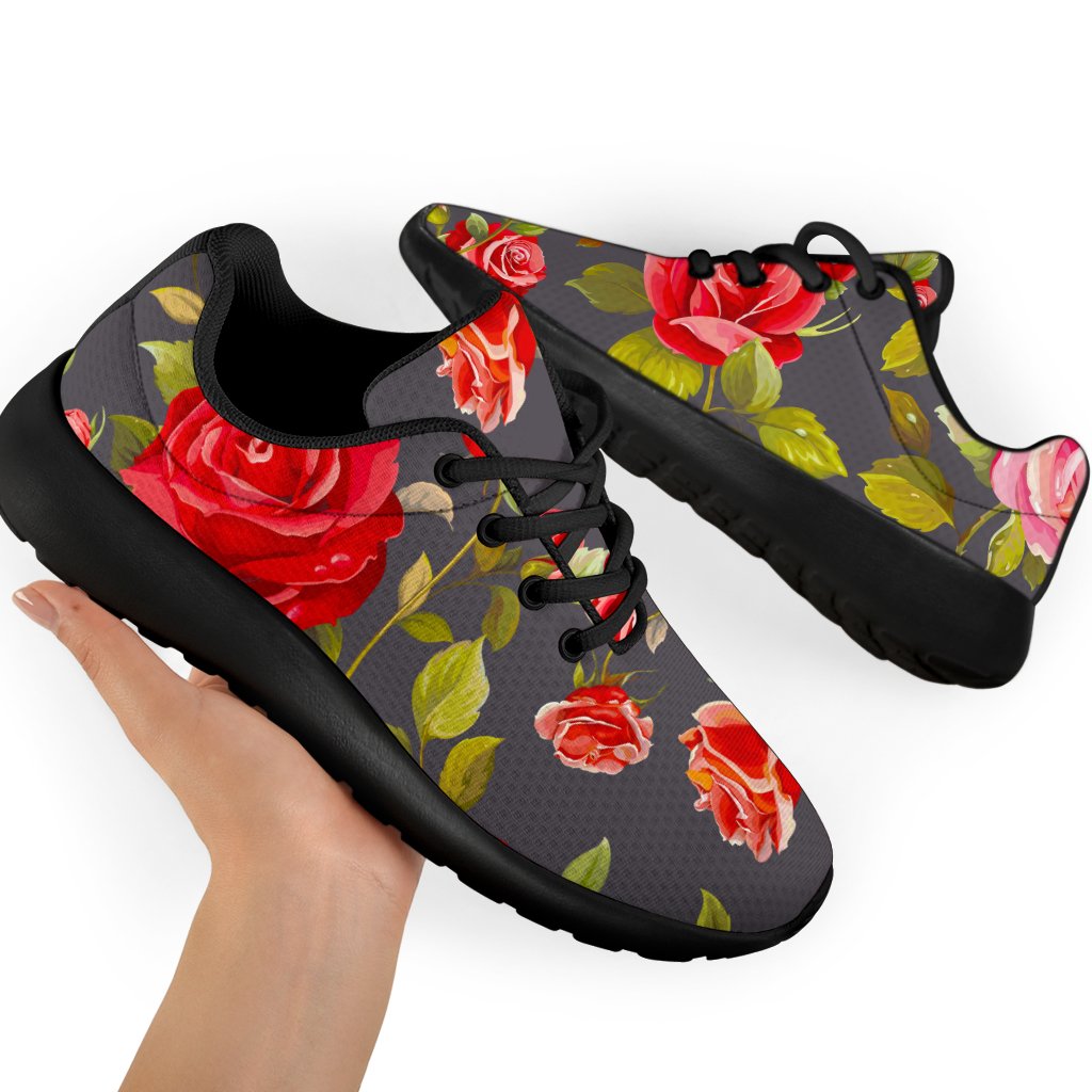 Pink Red Rose Floral Pattern Print Sport Shoes GearFrost