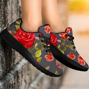 Pink Red Rose Floral Pattern Print Sport Shoes GearFrost