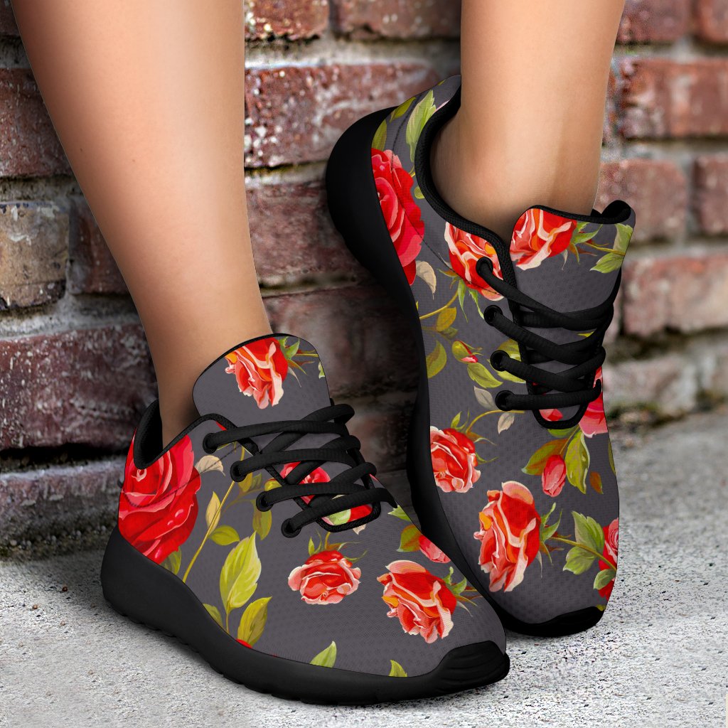 Pink Red Rose Floral Pattern Print Sport Shoes GearFrost