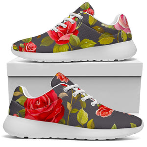 Pink Red Rose Floral Pattern Print Sport Shoes GearFrost