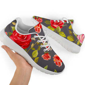 Pink Red Rose Floral Pattern Print Sport Shoes GearFrost