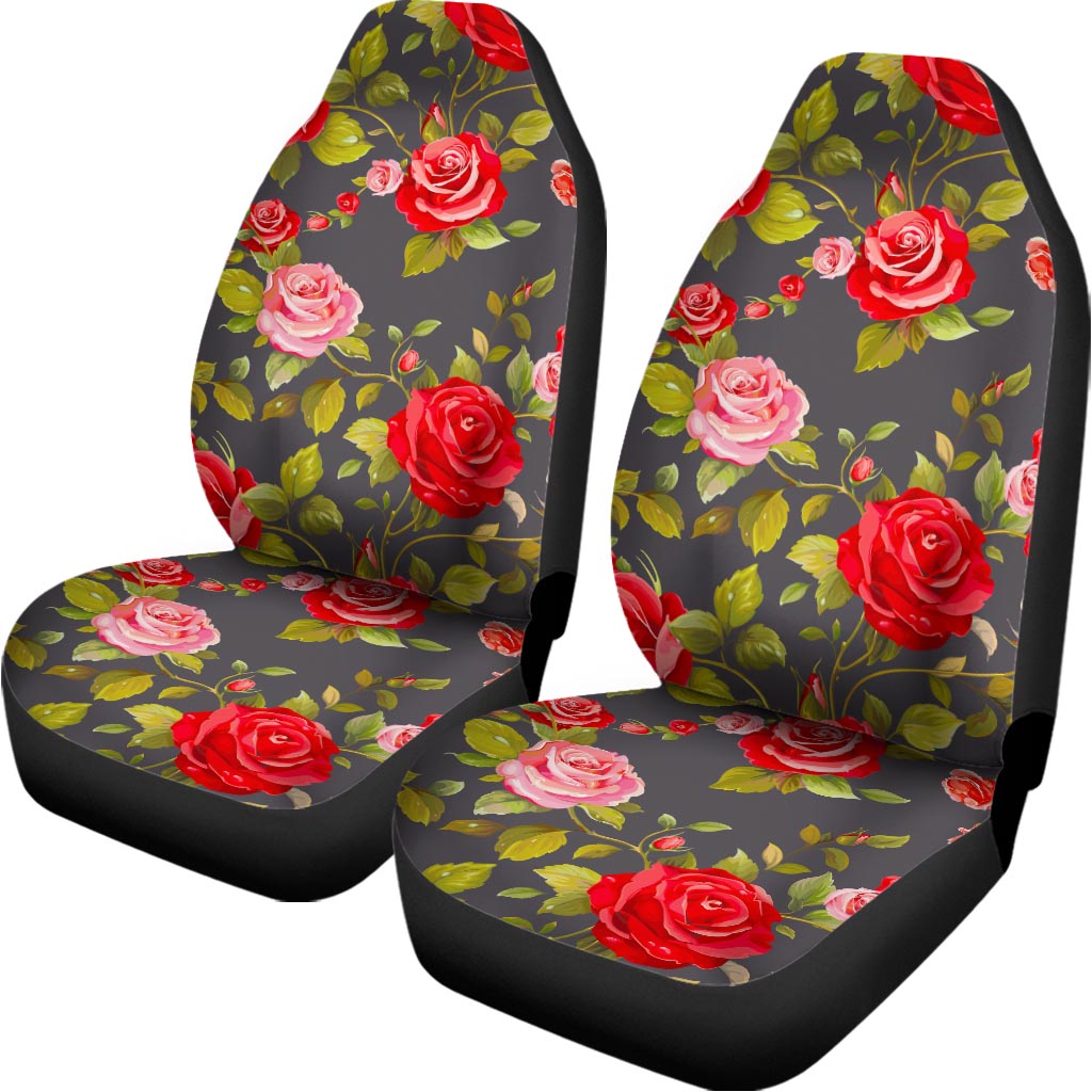 Pink Red Rose Floral Pattern Print Universal Fit Car Seat Covers