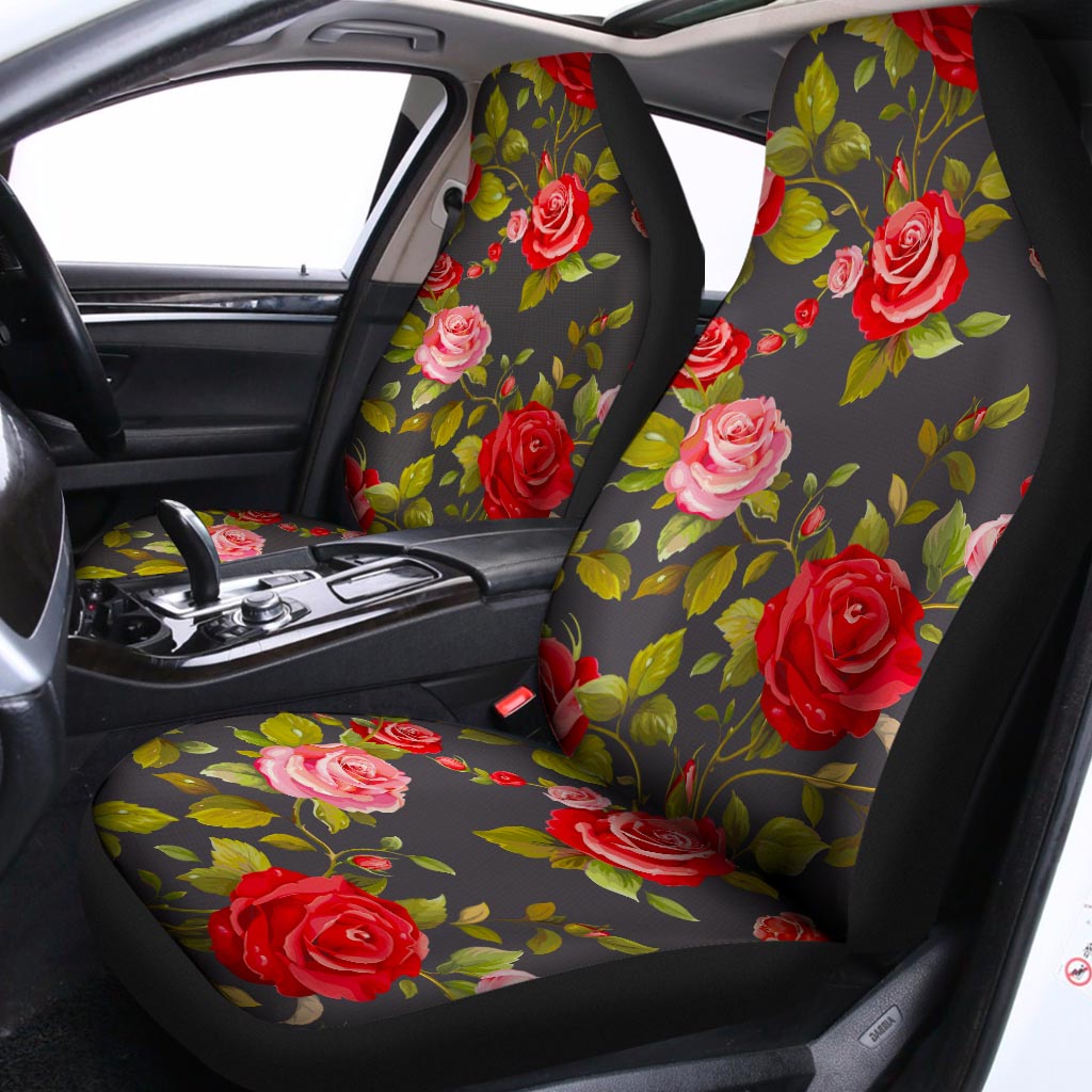 Pink Red Rose Floral Pattern Print Universal Fit Car Seat Covers