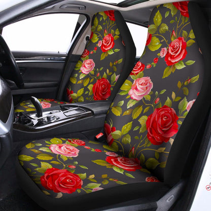 Pink Red Rose Floral Pattern Print Universal Fit Car Seat Covers