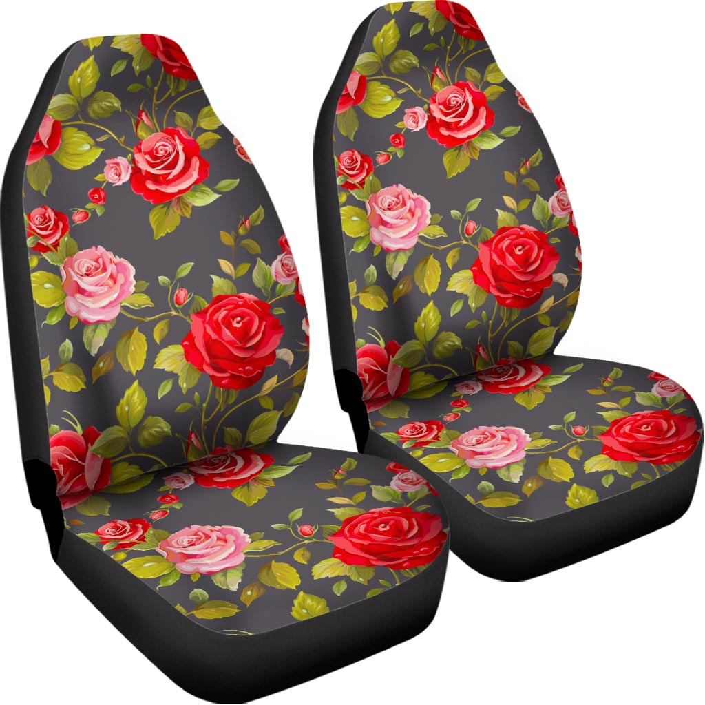 Pink Red Rose Floral Pattern Print Universal Fit Car Seat Covers