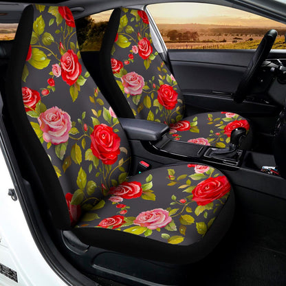 Pink Red Rose Floral Pattern Print Universal Fit Car Seat Covers