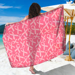 Pink Ribbon Breast Cancer Pattern Print Beach Sarong Wrap