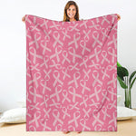 Pink Ribbon Breast Cancer Pattern Print Blanket