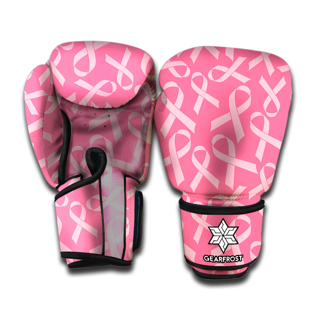 Pink Ribbon Breast Cancer Pattern Print Boxing Gloves