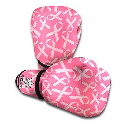 Pink Ribbon Breast Cancer Pattern Print Boxing Gloves
