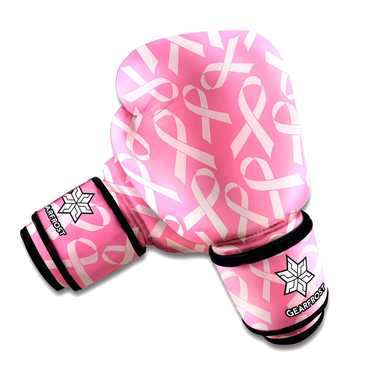 Pink Ribbon Breast Cancer Pattern Print Boxing Gloves