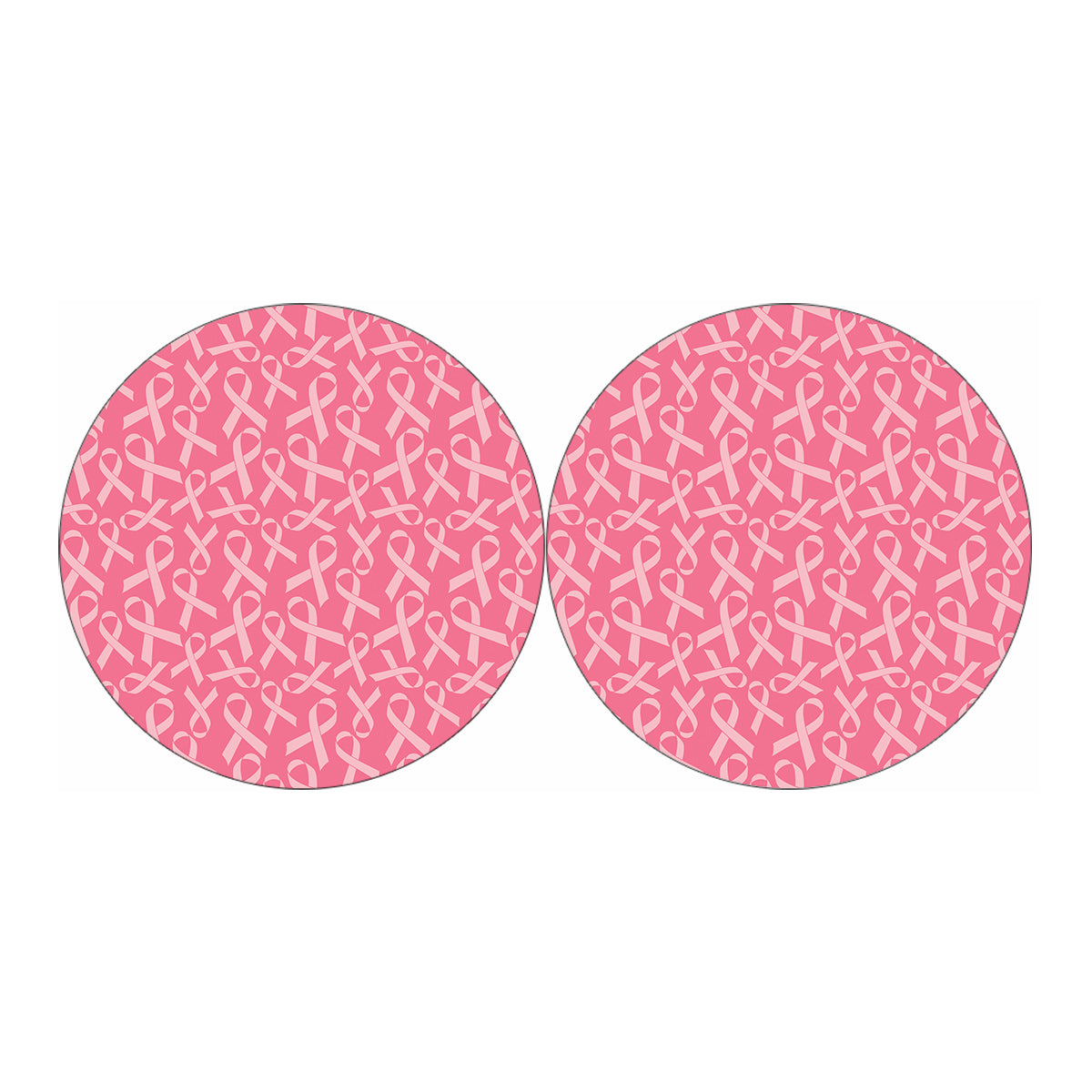 Pink Ribbon Breast Cancer Pattern Print Car Coasters