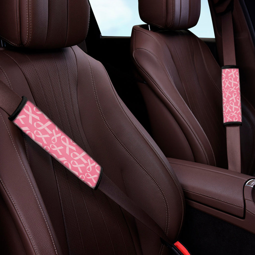 Pink Ribbon Breast Cancer Pattern Print Car Seat Belt Covers