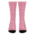 Pink Ribbon Breast Cancer Pattern Print Crew Socks