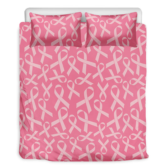 Pink Ribbon Breast Cancer Pattern Print Duvet Cover Bedding Set