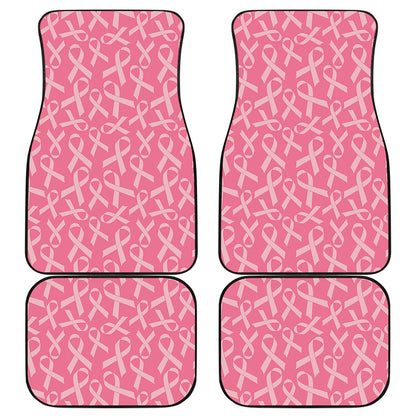 Pink Ribbon Breast Cancer Pattern Print Front and Back Car Floor Mats