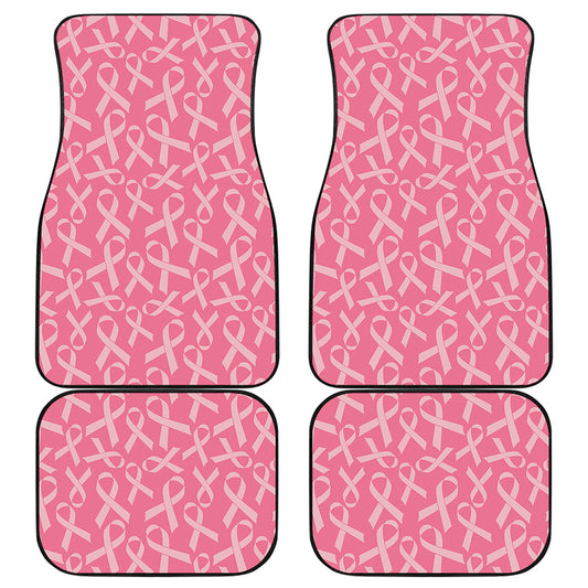 Pink Ribbon Breast Cancer Pattern Print Front and Back Car Floor Mats