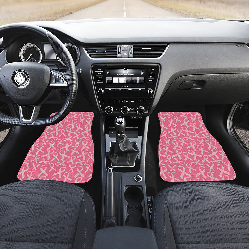 Pink Ribbon Breast Cancer Pattern Print Front and Back Car Floor Mats