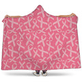 Pink Ribbon Breast Cancer Pattern Print Hooded Blanket