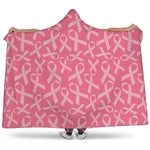 Pink Ribbon Breast Cancer Pattern Print Hooded Blanket
