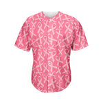 Pink Ribbon Breast Cancer Pattern Print Men's Baseball Jersey