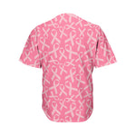Pink Ribbon Breast Cancer Pattern Print Men's Baseball Jersey