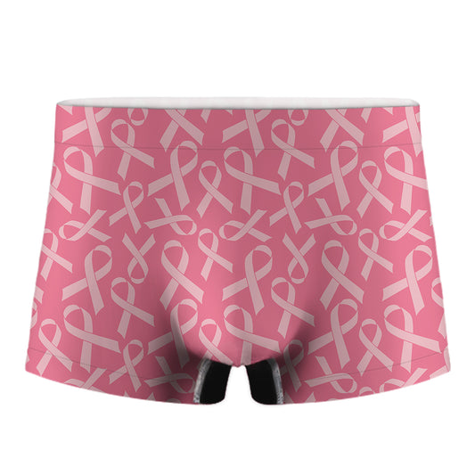 Pink Ribbon Breast Cancer Pattern Print Men's Boxer Briefs