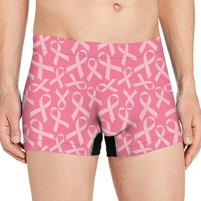 Pink Ribbon Breast Cancer Pattern Print Men's Boxer Briefs