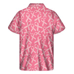Pink Ribbon Breast Cancer Pattern Print Men's Short Sleeve Shirt
