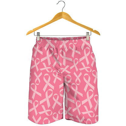 Pink Ribbon Breast Cancer Pattern Print Men's Shorts