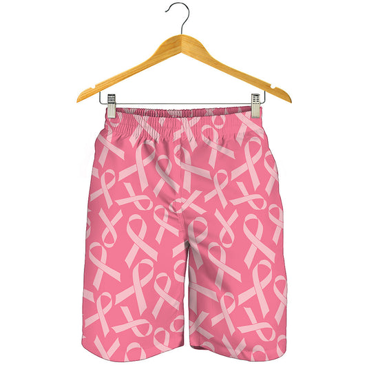 Pink Ribbon Breast Cancer Pattern Print Men's Shorts