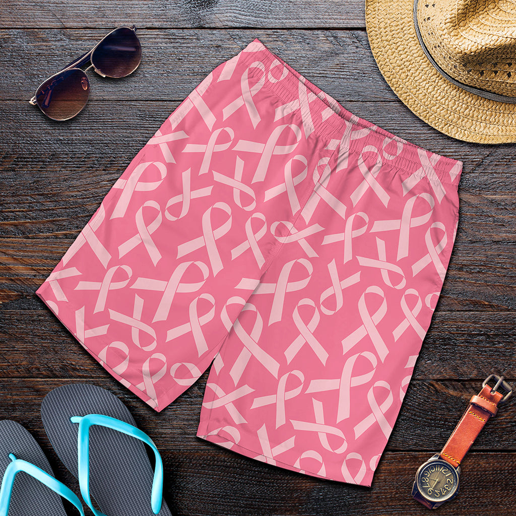 Pink Ribbon Breast Cancer Pattern Print Men's Shorts