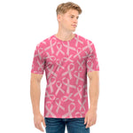Pink Ribbon Breast Cancer Pattern Print Men's T-Shirt
