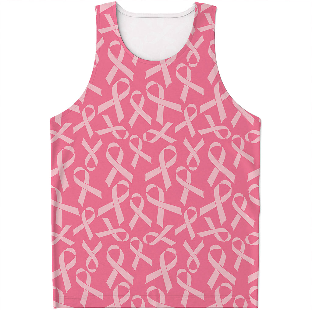 Pink Ribbon Breast Cancer Pattern Print Men's Tank Top