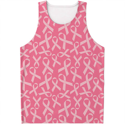 Pink Ribbon Breast Cancer Pattern Print Men's Tank Top
