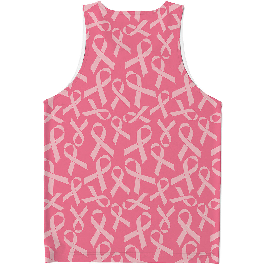 Pink Ribbon Breast Cancer Pattern Print Men's Tank Top