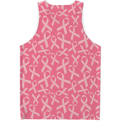 Pink Ribbon Breast Cancer Pattern Print Men's Tank Top