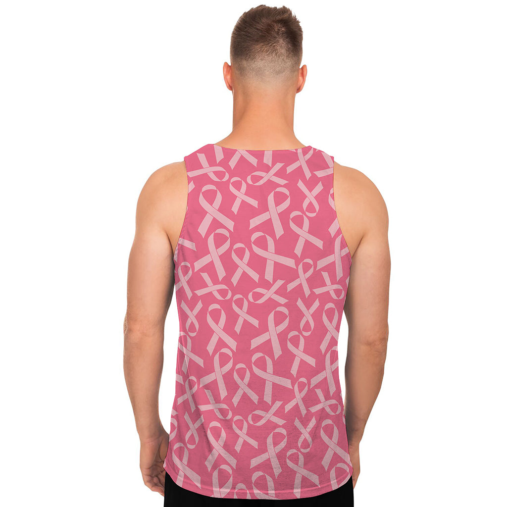 Pink Ribbon Breast Cancer Pattern Print Men's Tank Top