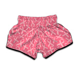 Pink Ribbon Breast Cancer Pattern Print Muay Thai Boxing Shorts