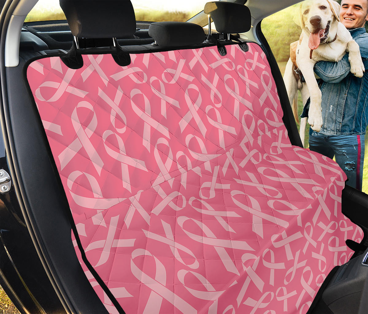 Pink Ribbon Breast Cancer Pattern Print Pet Car Back Seat Cover