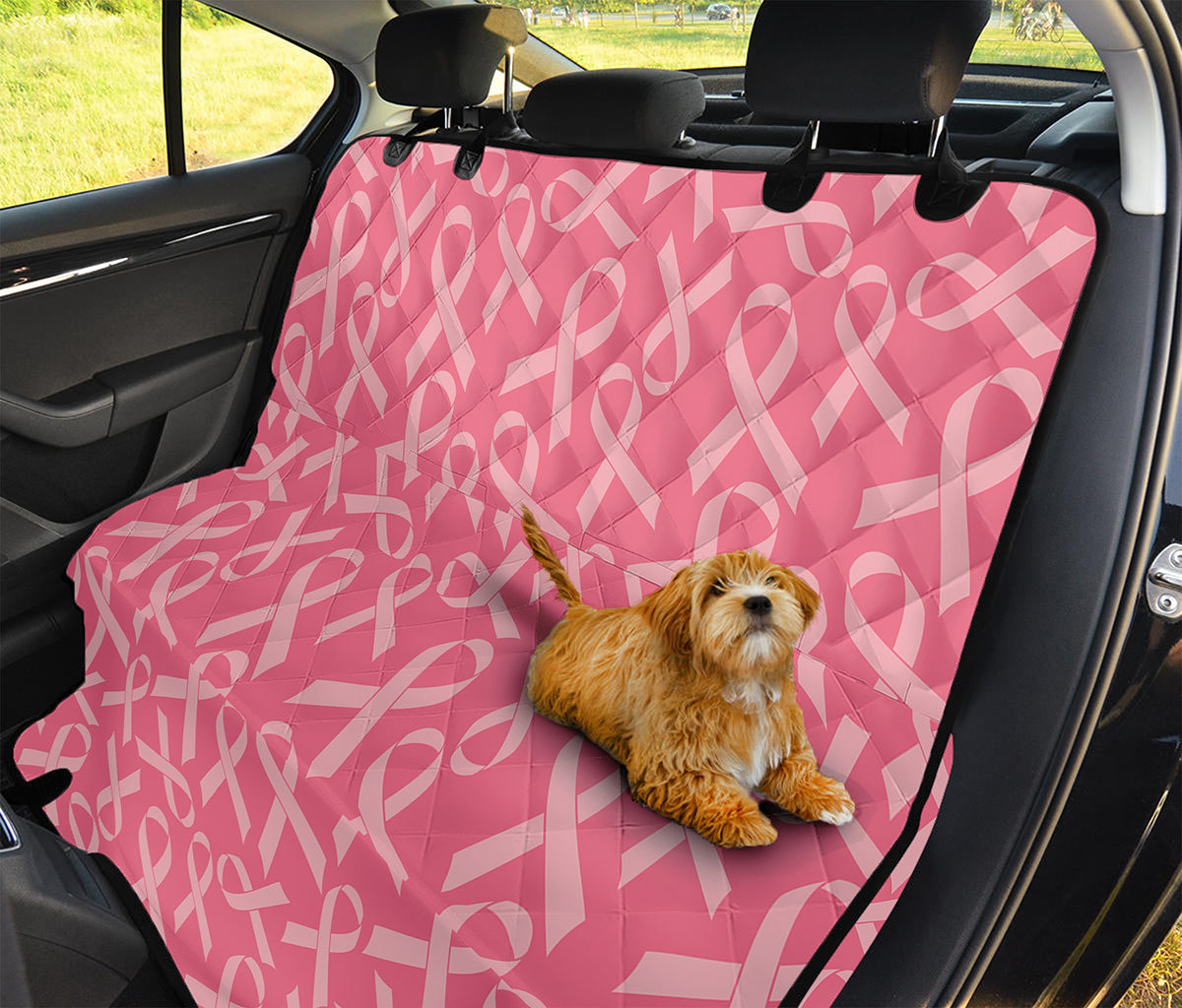 Pink Ribbon Breast Cancer Pattern Print Pet Car Back Seat Cover