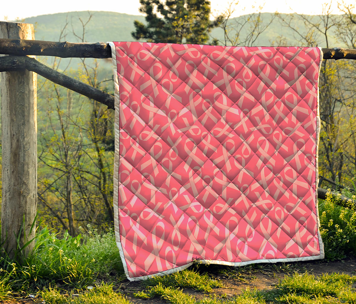 Pink Ribbon Breast Cancer Pattern Print Quilt